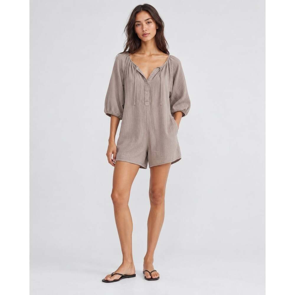 Aritzia Wilfred Free Sail Romper 100% Organic Cotton Taupe 2XS Boho